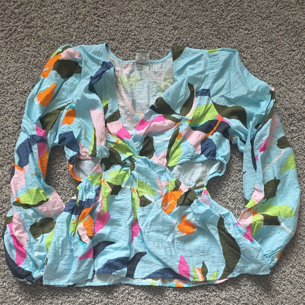 a new day Light Blue Multi-Color Floral Tank